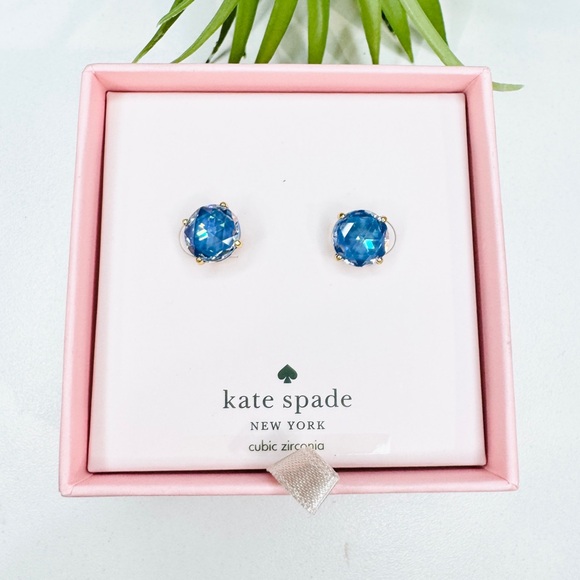 SOLD NIB Kate Spade Bright Lights Sapphire Blue Cubic Zirconia Stud Earrings - Picture 4 of 9